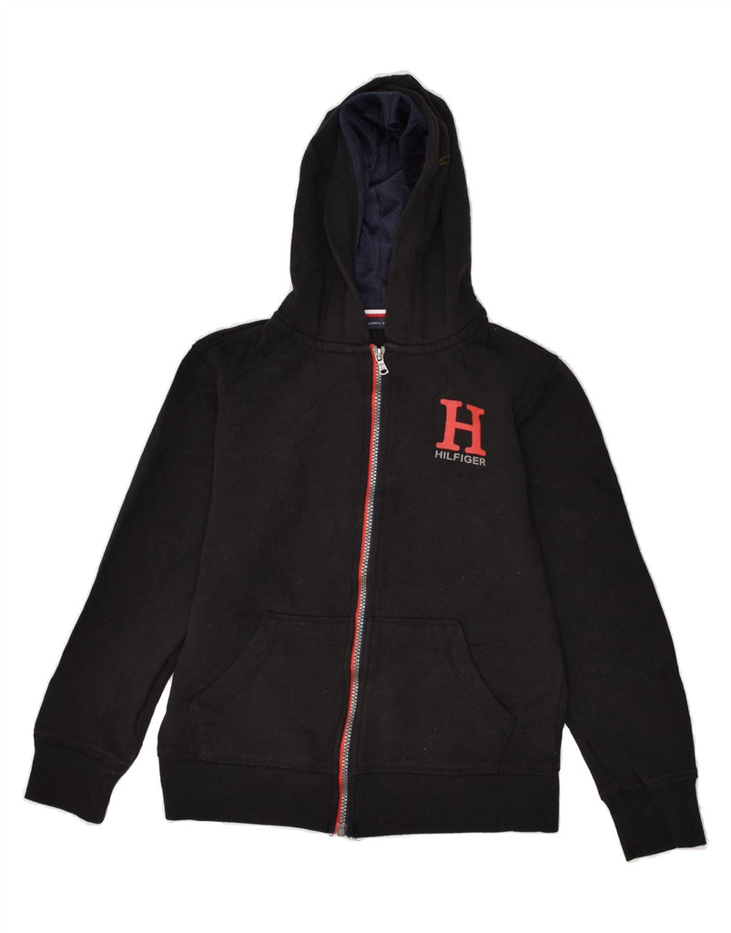 TOMMY HILFIGER Boys Zip Hoodie Sweater 8-9 Years Black Cotton | Vintage Tommy Hilfiger | Thrift | Second-Hand Tommy Hilfiger | Used Clothing | Messina Hembry 