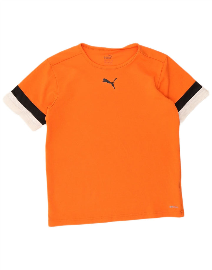 Puma Boys T-Shirt Top 11-12 Years Orange Colourblock Polyester