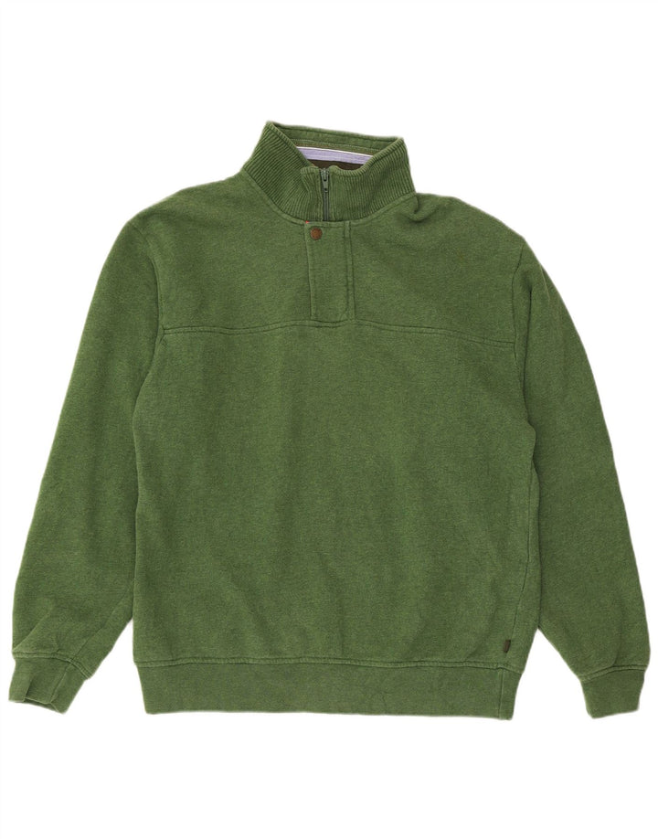 Orvis Mens 1/4 Zip Regular Fit Sweatshirt Jumper Medium Green Cotton