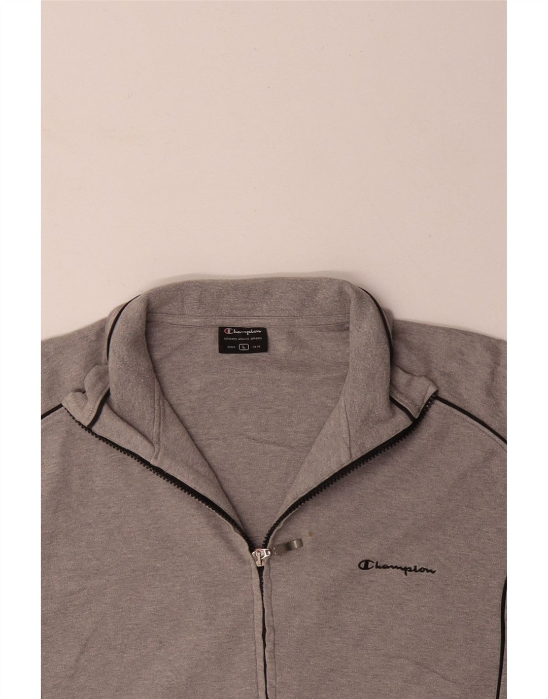 CHAMPION Mens Tracksuit Top Jacket Large Grey Cotton