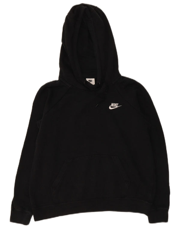 Nike Womens Crop Oversized Hoodie Jumper UK 14 Medium Black Cotton
