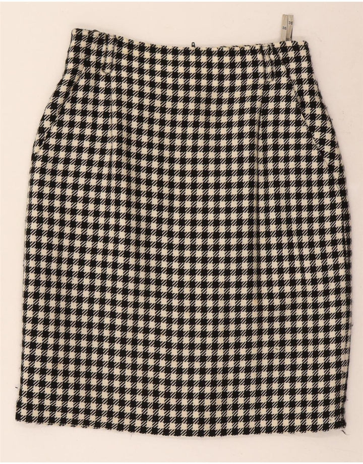 Gerry Weber Womens Pencil Skirt EU 36 Small W26 Black Houndstooth Wool
