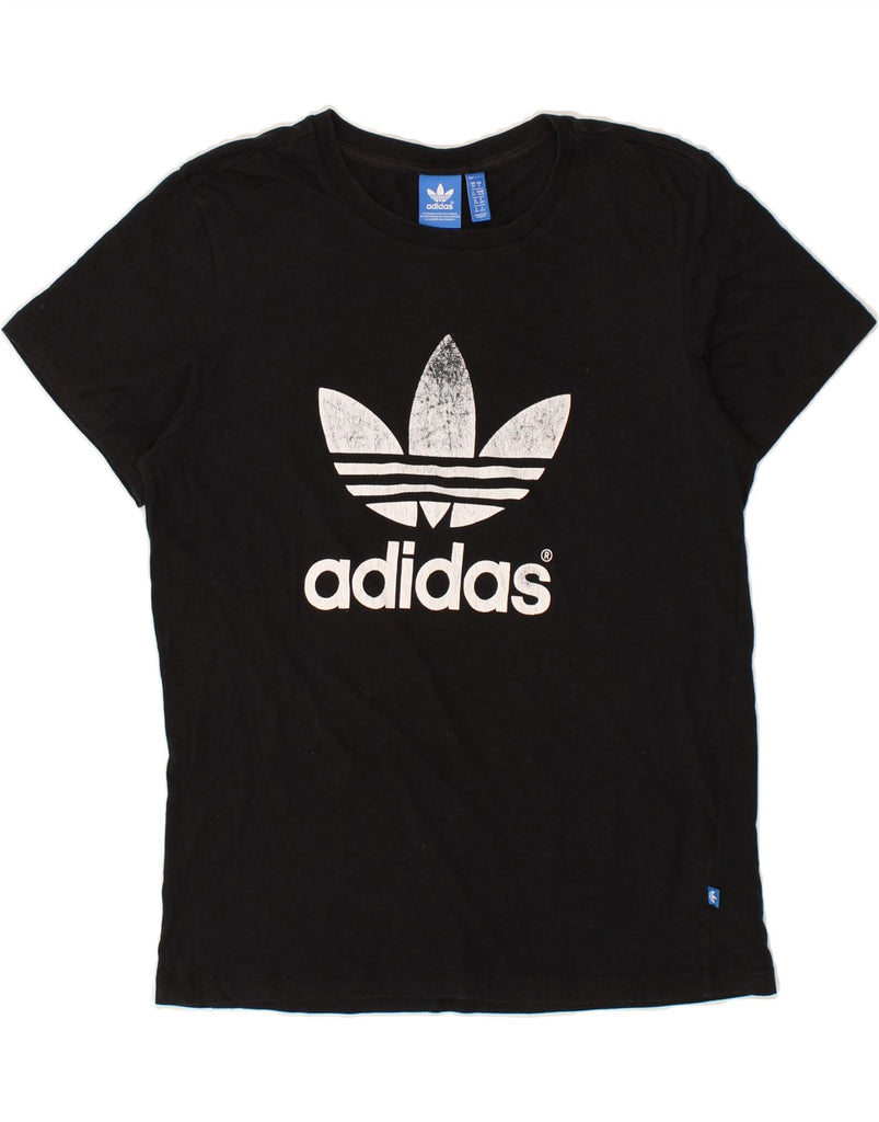 ADIDAS Womens Graphic T-Shirt Top UK 10 Small  Black Cotton | Vintage Adidas | Thrift | Second-Hand Adidas | Used Clothing | Messina Hembry 