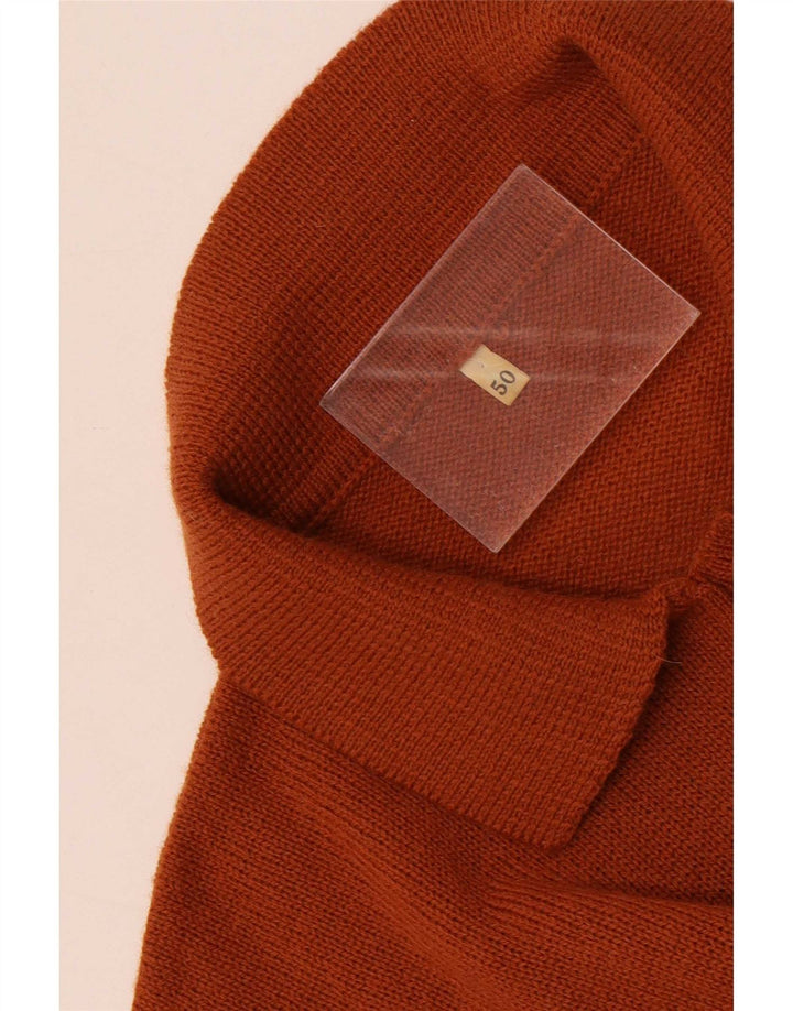 Vintage Mens Polo Neck Jumper Sweater IT 50 Medium Brown Striped