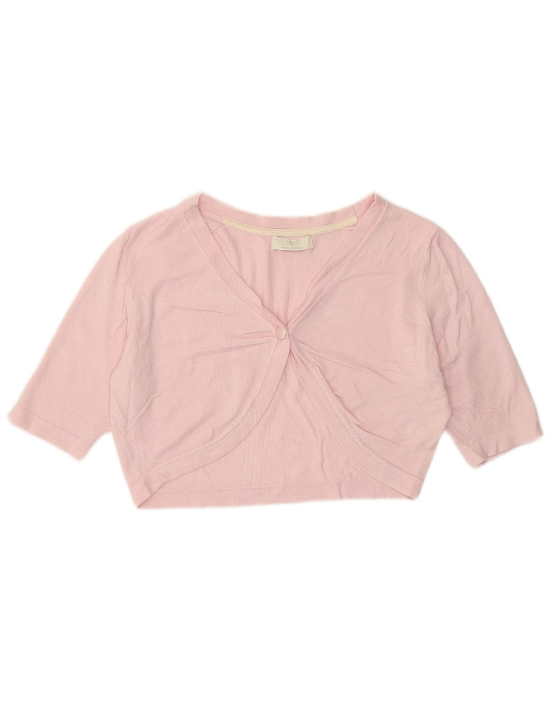 Marks & Spencer Womens Crop Short Sleeve Cardigan Sweater UK 14 Medium Pink