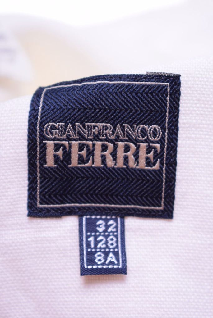 GIANFRANCO FERRE Boys Overjacket 7-8 Years White Linen Vintage Gianfranco Ferre and Second-Hand Gianfranco Ferre from Messina Hembry 