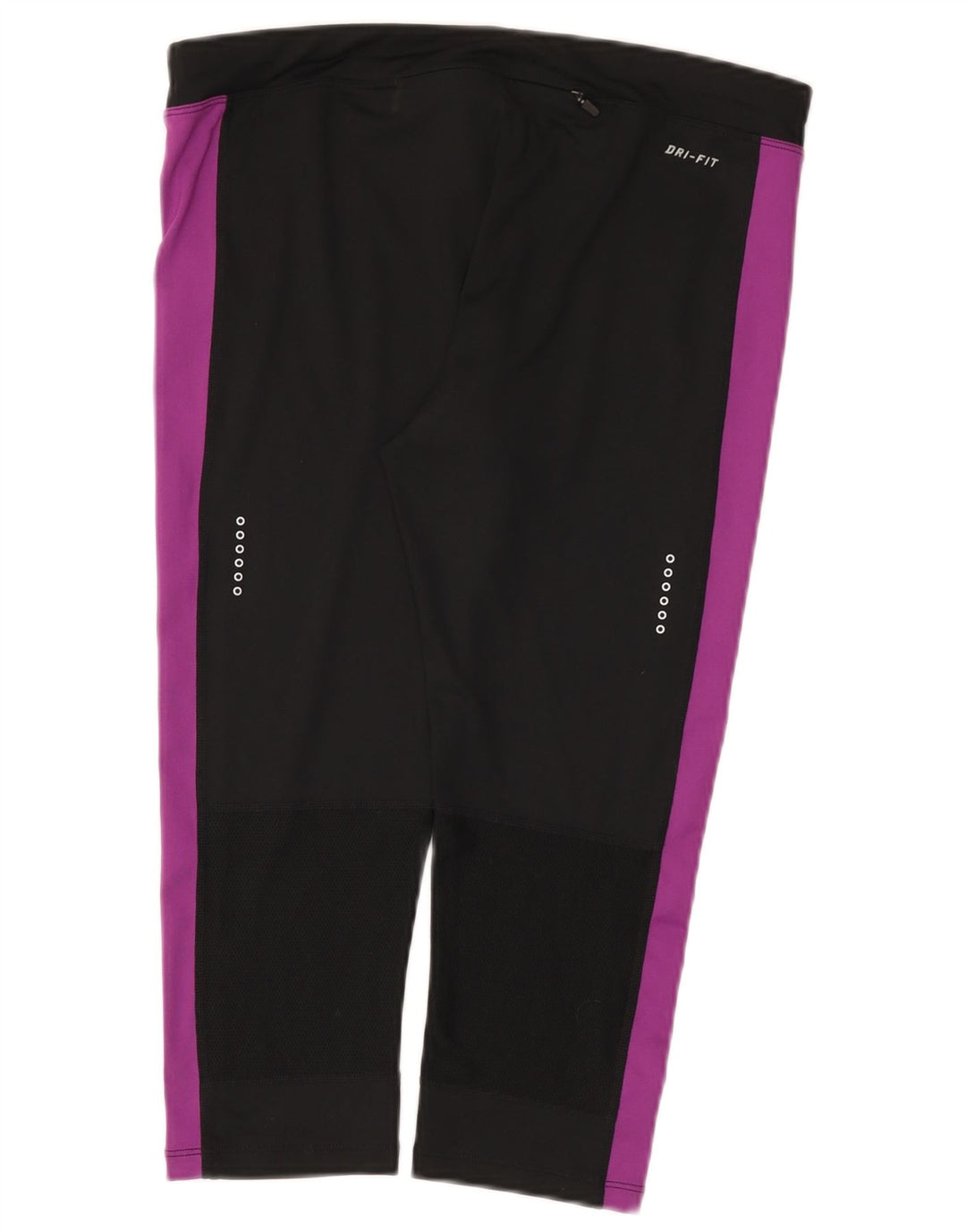 Nike Womens Dri Fit Capri Leggings UK 14 Large  Black Colourblock Polyester