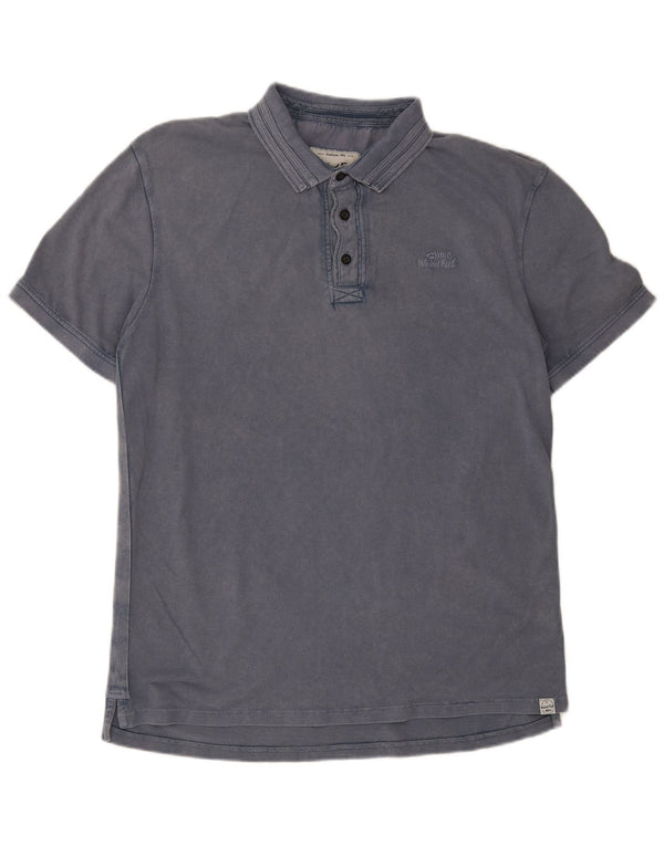 Weird Fish Mens Polo Shirt Large Blue Cotton