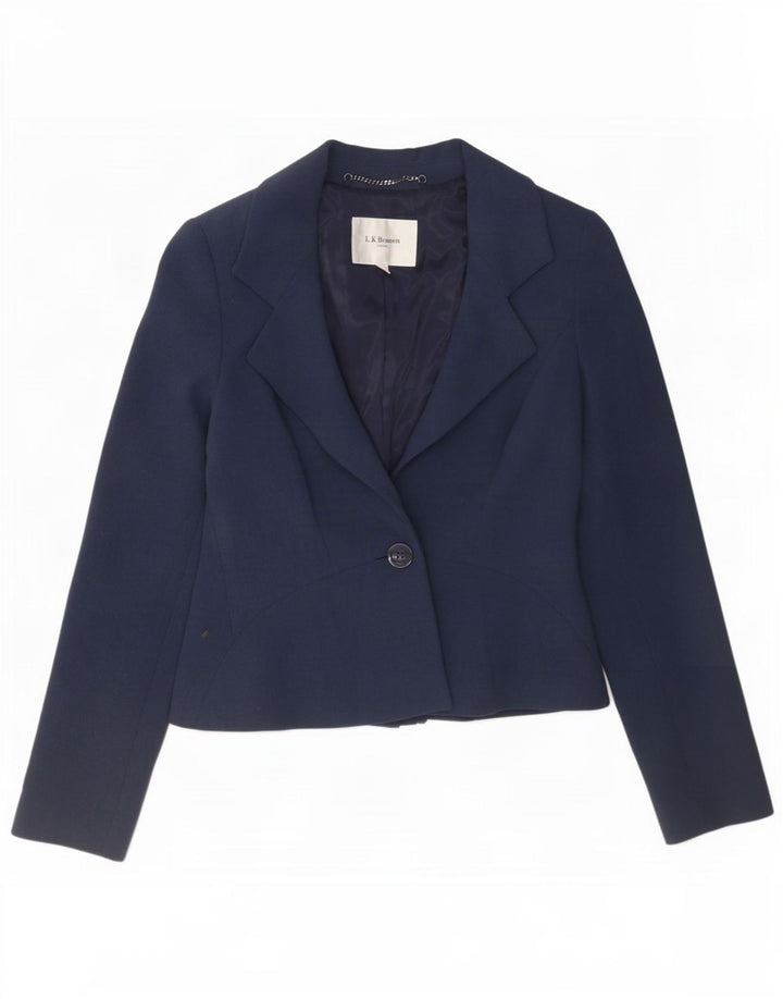 L.K. Bennett Womens 1 Button Blazer Jacket UK 10 Small Navy Blue Polyester