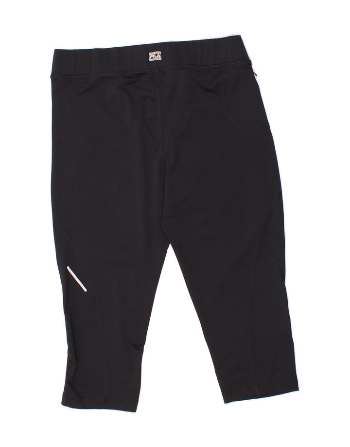 FILA Womens Capri Leggings UK 14 Large  Black Polyester Vintage Fila and Second-Hand Fila from Messina Hembry 