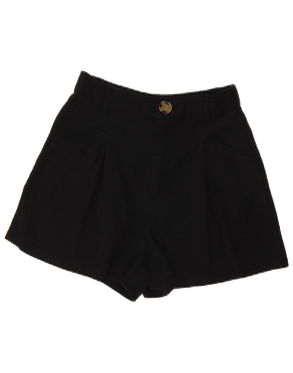 Zara Womens High Waist Chino Shorts XS W24 Black Lyocell