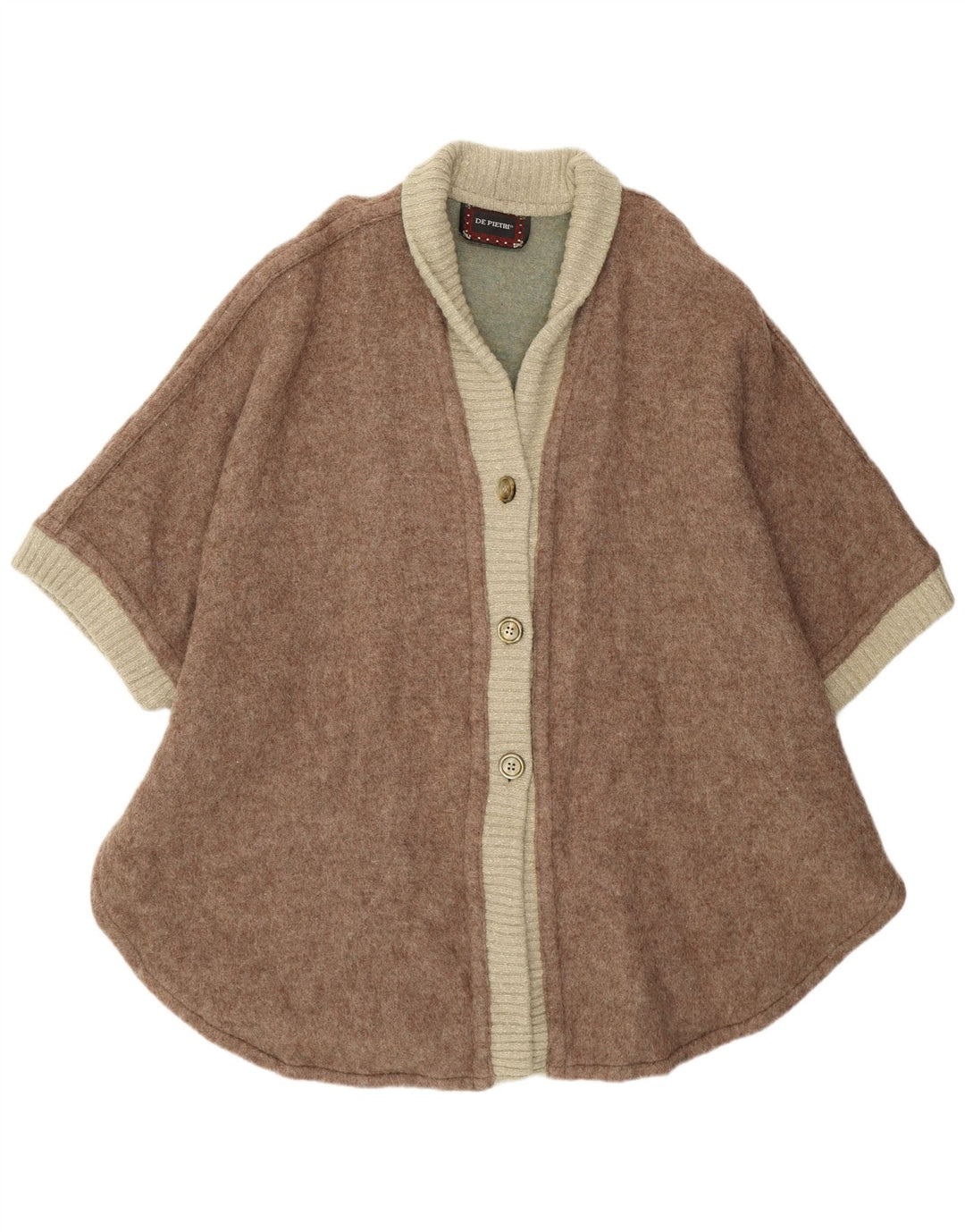 DE PIETRI Womens Poncho Coat One Size Brown Wool