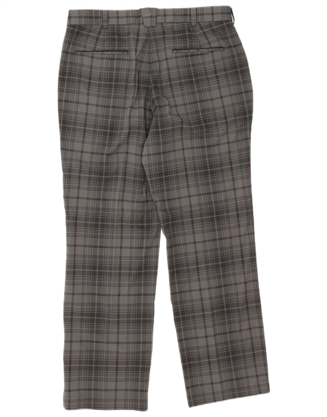 Nike Mens Dri Fit Straight Chino Trousers W34 L31 Grey Check Polyester