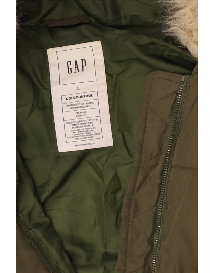 Gap Mens Hooded Padded Coat UK 40 Large Khaki Polyester