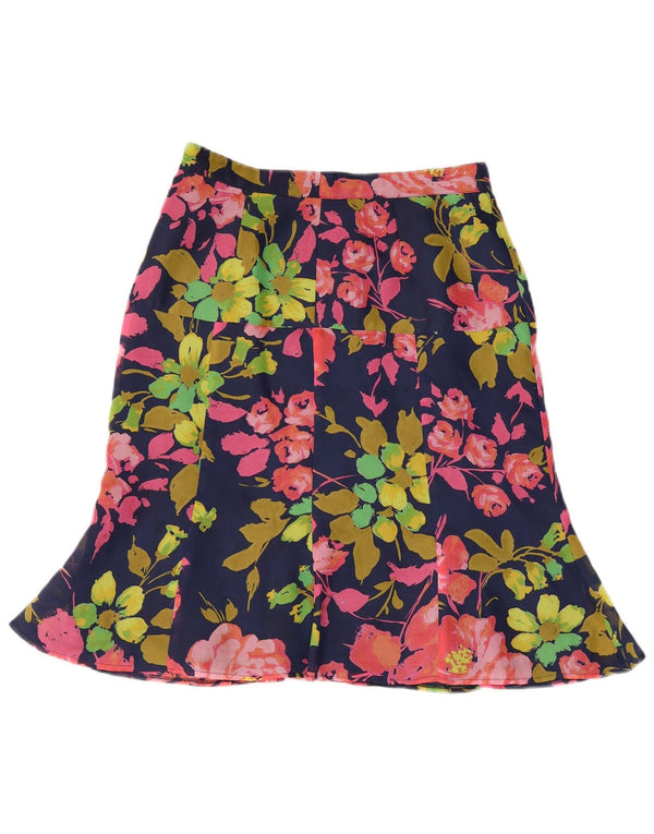 Vintage Womens Trumpet Skirt W28 Medium Navy Blue Floral