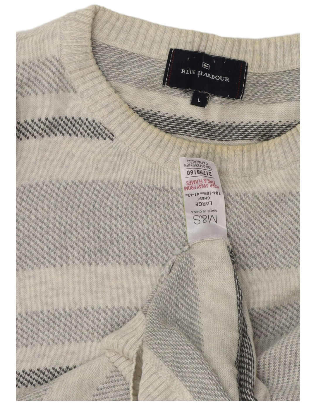 Marks & Spencer Mens Blue Harbour Crew Neck Jumper Sweater Large Grey