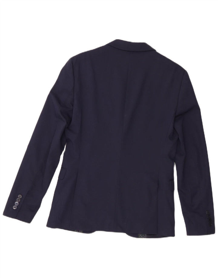 Zara Mens 2 Button Blazer Jacket EU 46 Small Navy Blue