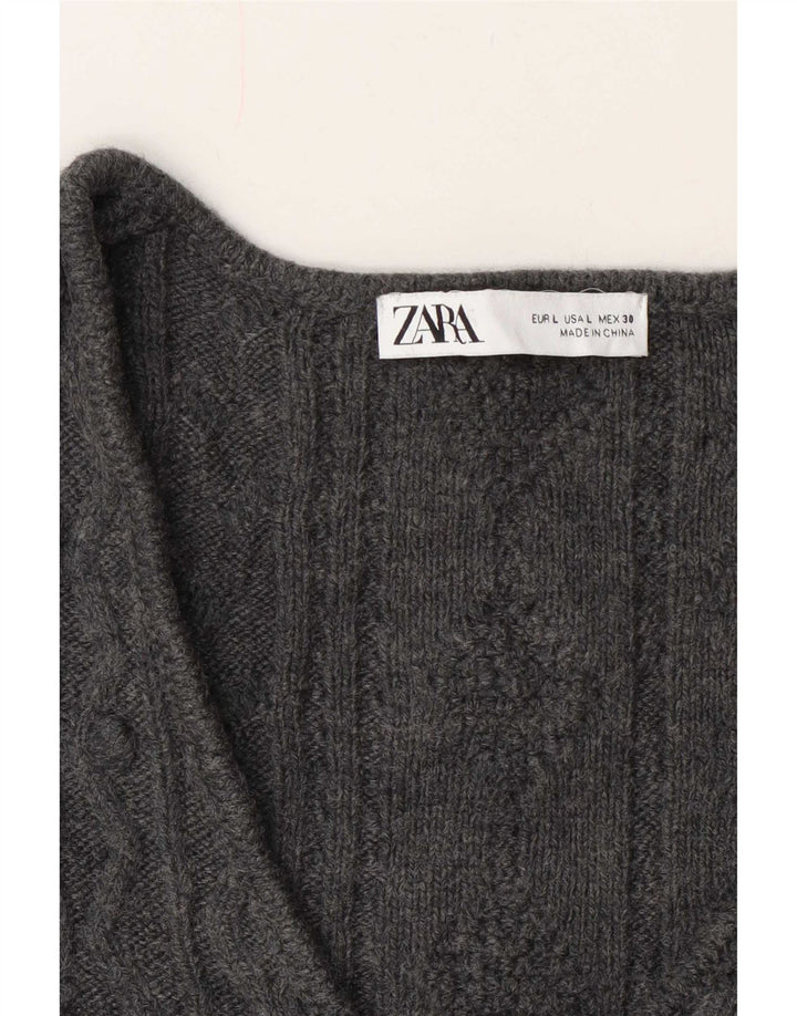 Zara Womens Cardigan Sweater UK 14 Large Grey