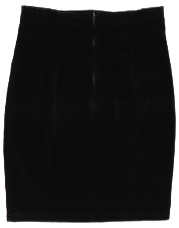 Vintage Womens Pencil Skirt IT 44 Medium W28 Black Cotton