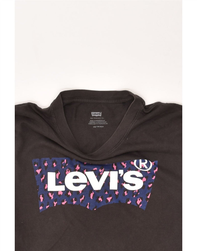 LEVI'S Womens Oversized Graphic T-Shirt Top UK 6 XS Black Cotton | Vintage Levi's | Thrift | Second-Hand Levi's | Used Clothing | Messina Hembry 