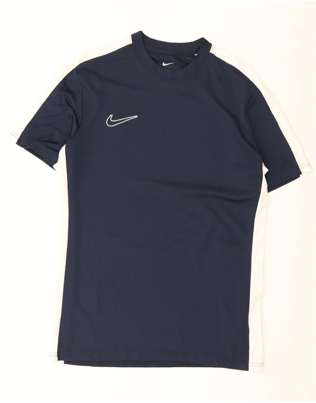 Nike Mens Dri Fit Slim T-Shirt Top Medium Navy Blue Colourblock Polyester