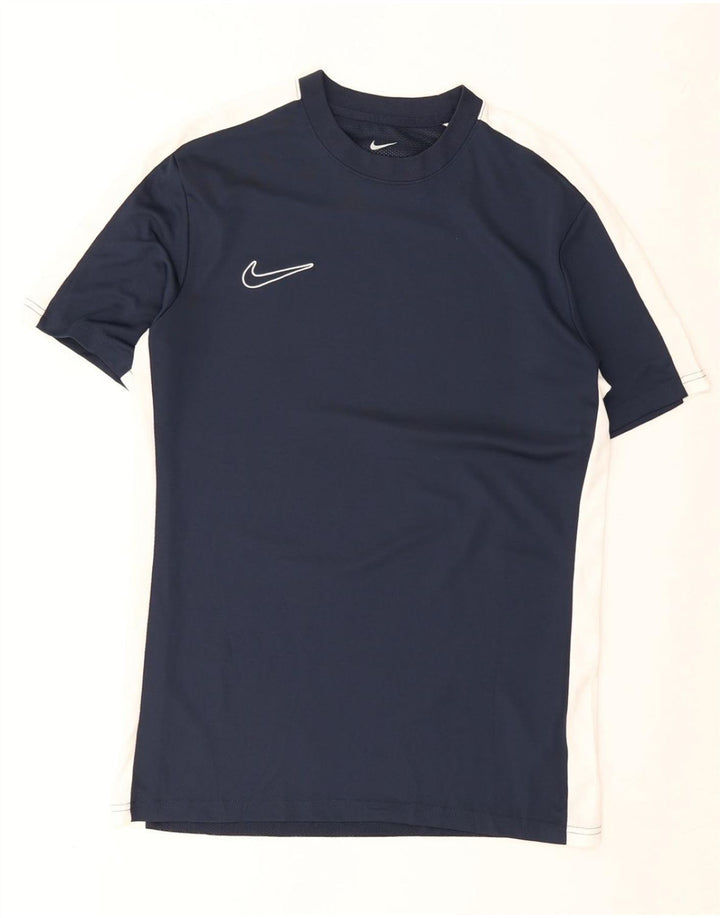 Nike Mens Dri Fit Slim T-Shirt Top Medium Navy Blue Colourblock Polyester