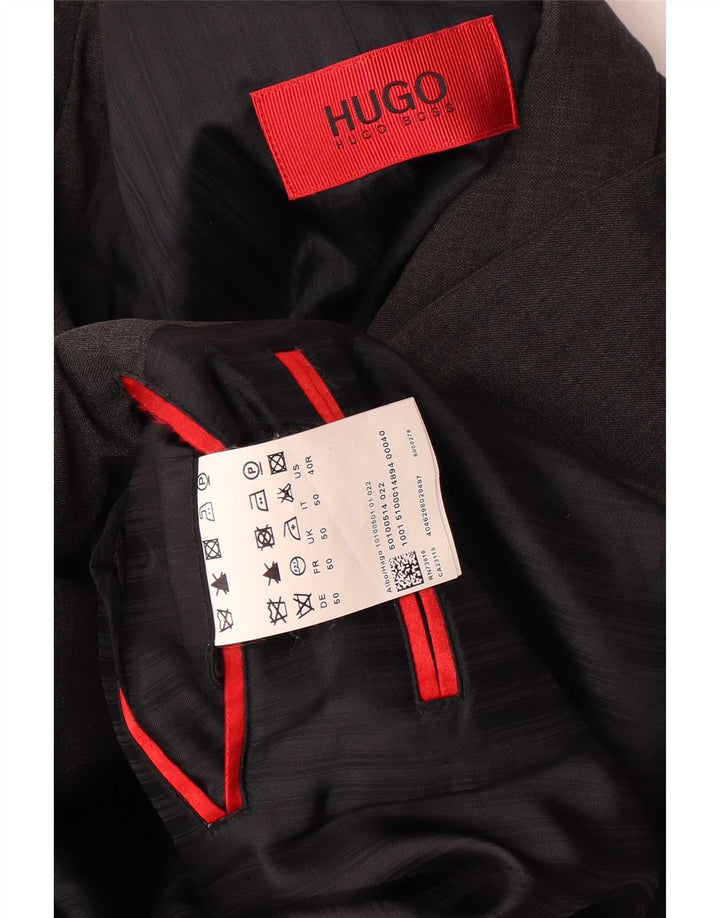 Hugo Boss Mens 3 Button Blazer Jacket UK 50 Large Black Wool