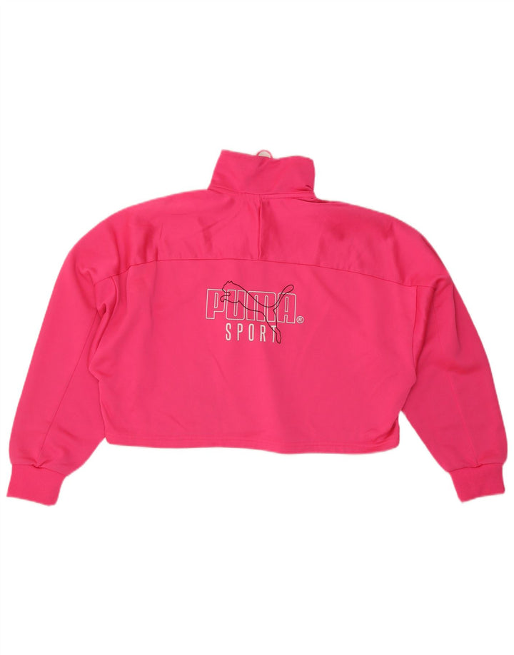 Puma Womens Oversized Graphic Zip Neck Sweatshirt Jumper UK 14 Medium Pink