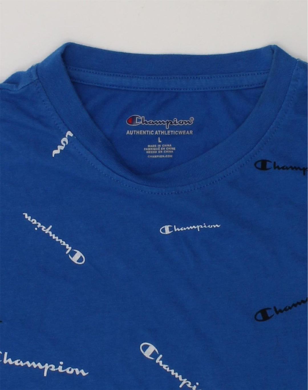 CHAMPION Boys Graphic T-Shirt Top 11-12 Years Large Blue Cotton Logo | Vintage Champion | Thrift | Second-Hand Champion | Used Clothing | Messina Hembry 