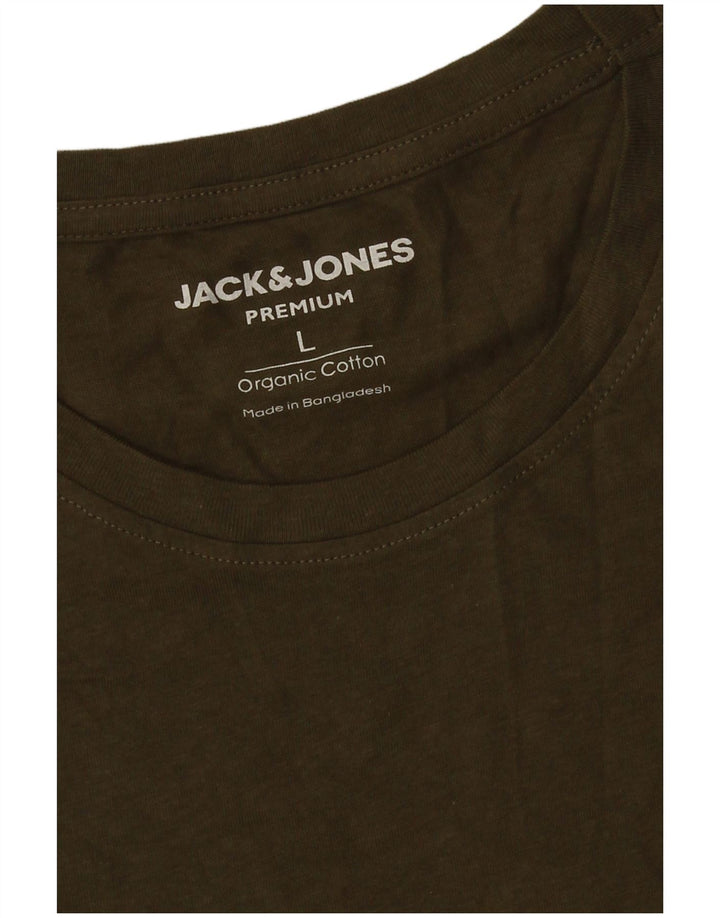 Jack & Jones Mens Premium T-Shirt Top Large Khaki Cotton