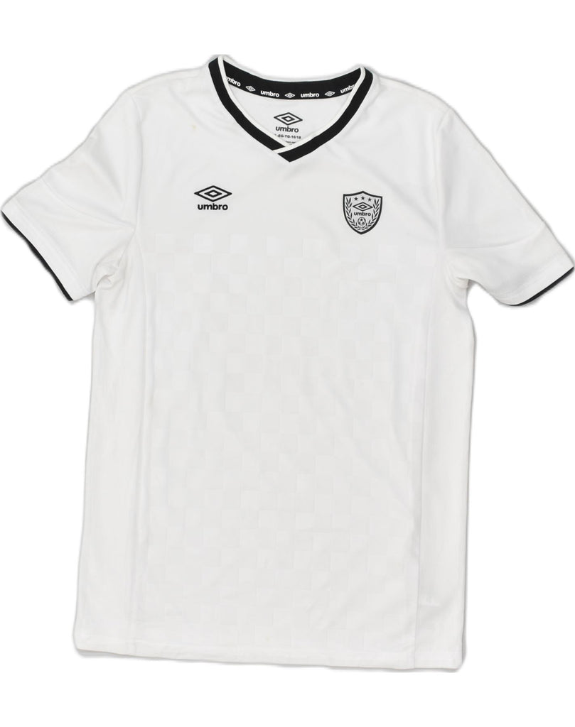 UMBRO Boys T-Shirt Top 15-16 Years XL  White Polyester | Vintage Umbro | Thrift | Second-Hand Umbro | Used Clothing | Messina Hembry 