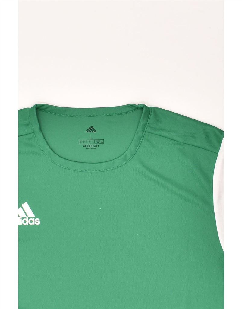 ADIDAS Mens Jersey Top Large Green Colourblock Polyester | Vintage Adidas | Thrift | Second-Hand Adidas | Used Clothing | Messina Hembry 