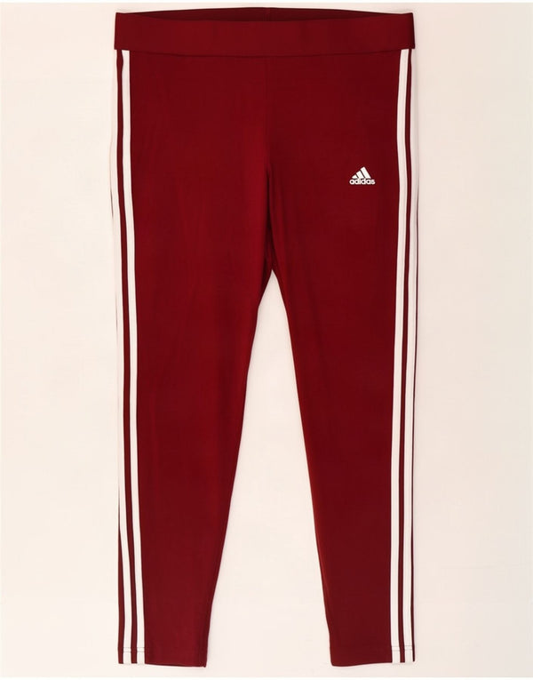 Adidas Womens Leggings UK 20/22 XL Burgundy Cotton