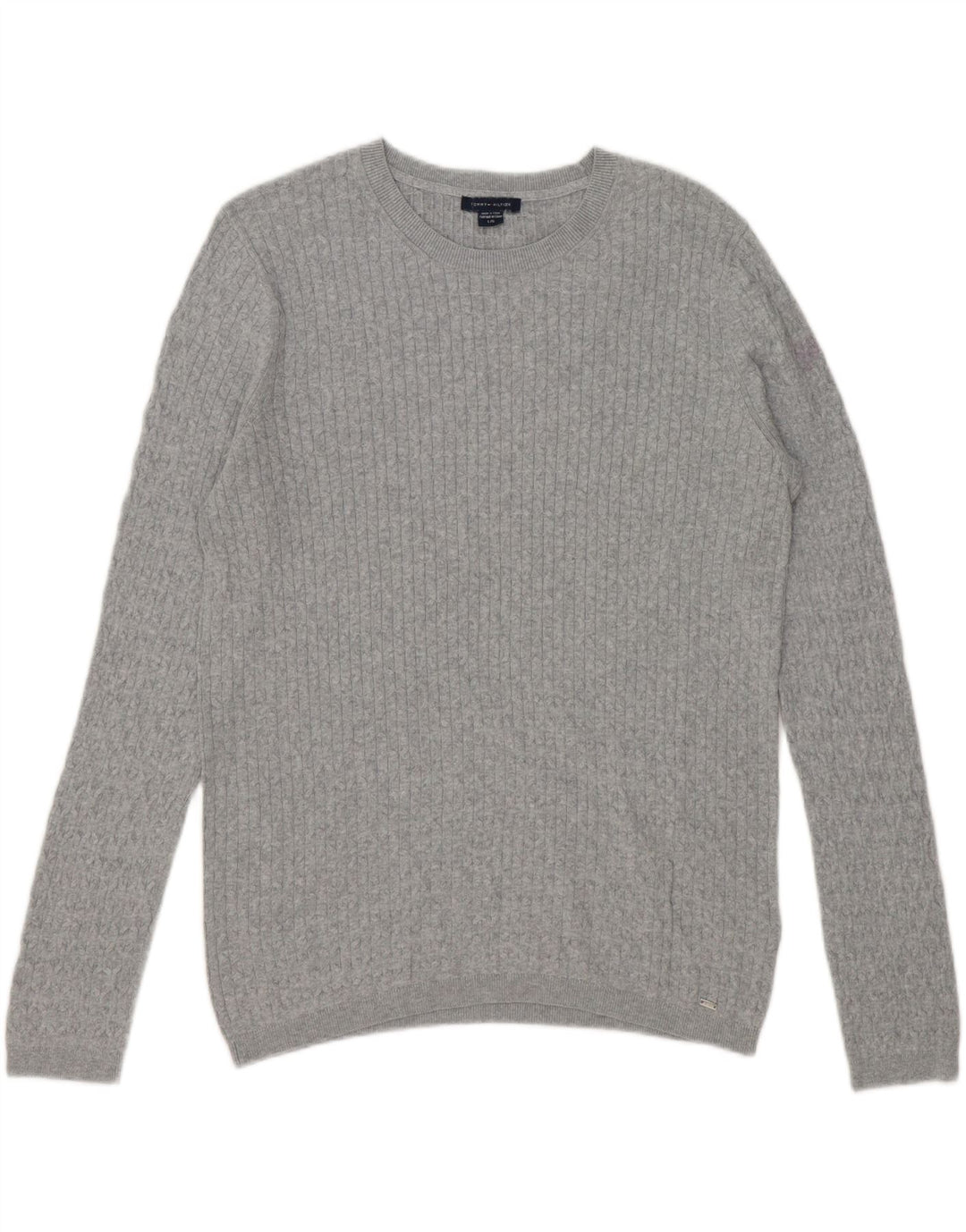 TOMMY HILFIGER Mens Crew Neck Jumper Sweater Large Grey Cotton Vintage Tommy Hilfiger and Second-Hand Tommy Hilfiger from Messina Hembry 
