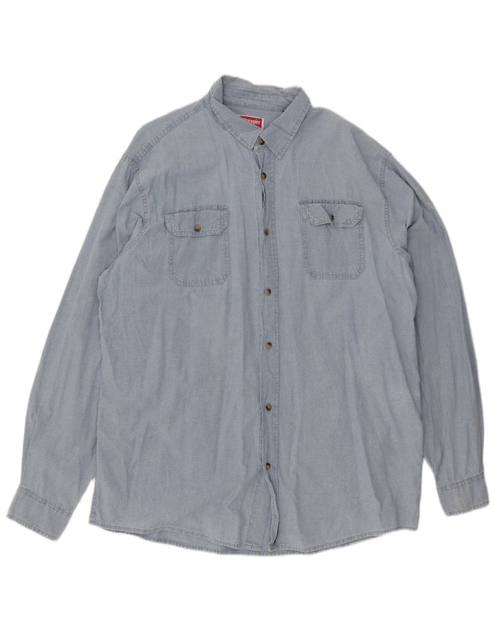 Wrangler Mens Tall Shirt XL Blue Cotton