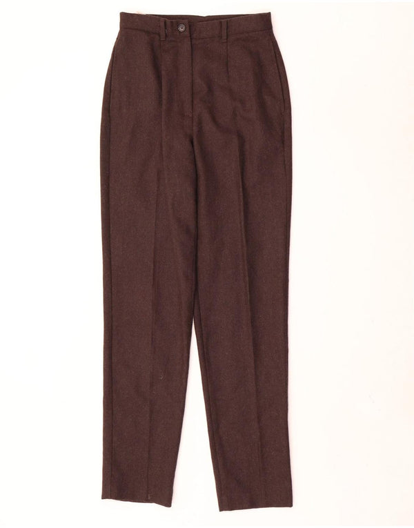 Benetton Womens High Waist Casual Trousers IT 40 Small W24 L30 Brown