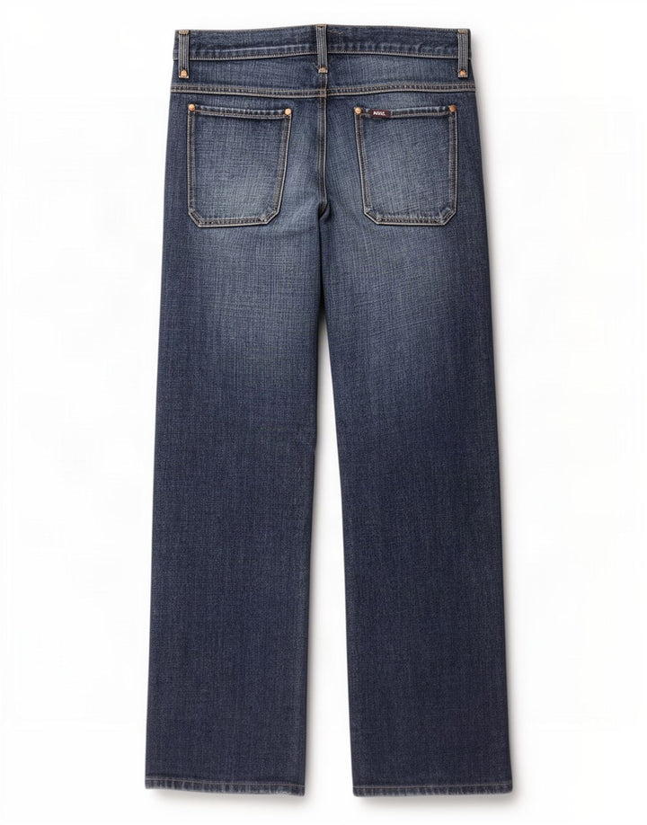 Rifle Mens Straight Jeans W34 L31 Navy Blue Cotton