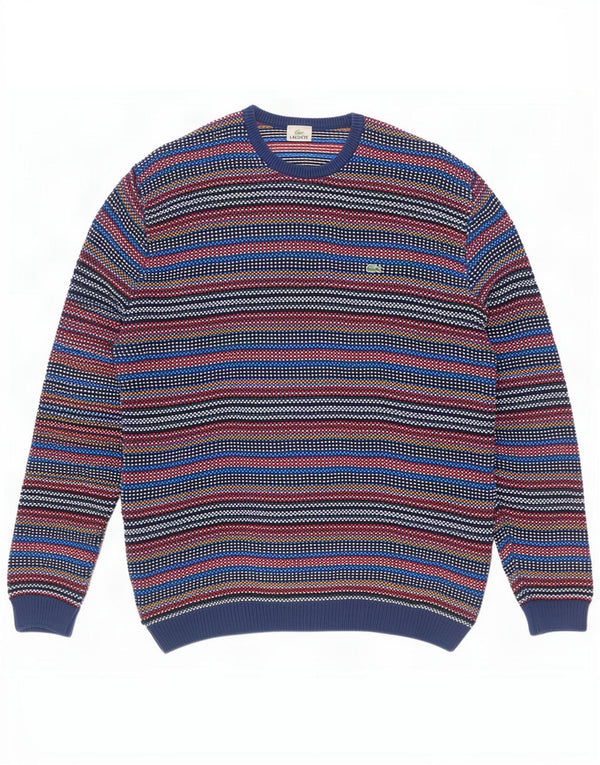 Lacoste Mens Crew Neck Jumper Sweater Size 7 2XL Multicoloured Pinstripe