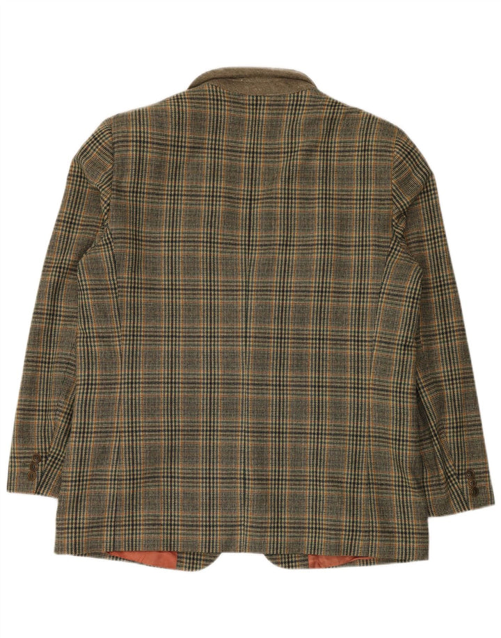 Vintage Mens 2 Button Blazer Jacket IT 54 2XL Green Houndstooth Wool