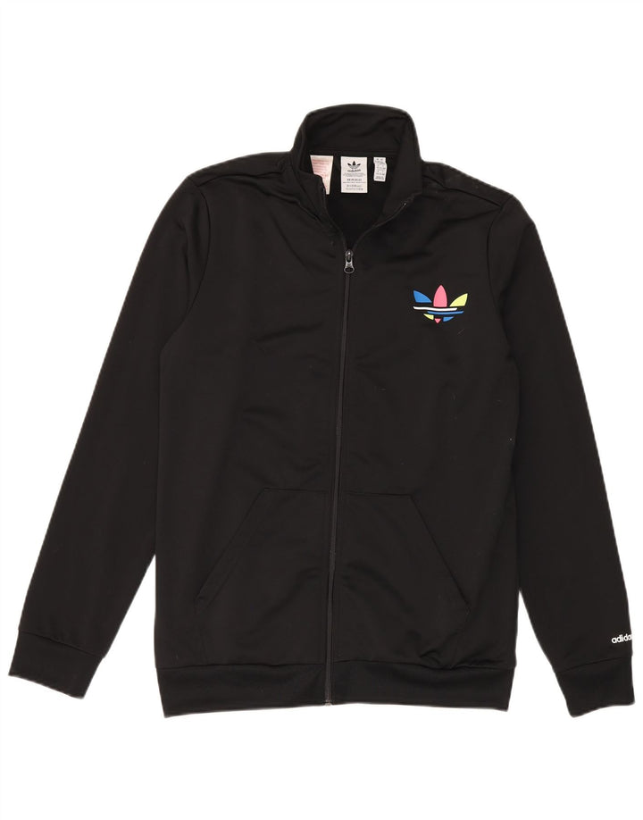 Adidas Boys Tracksuit Top Jacket 15-16 Years Black Polyester