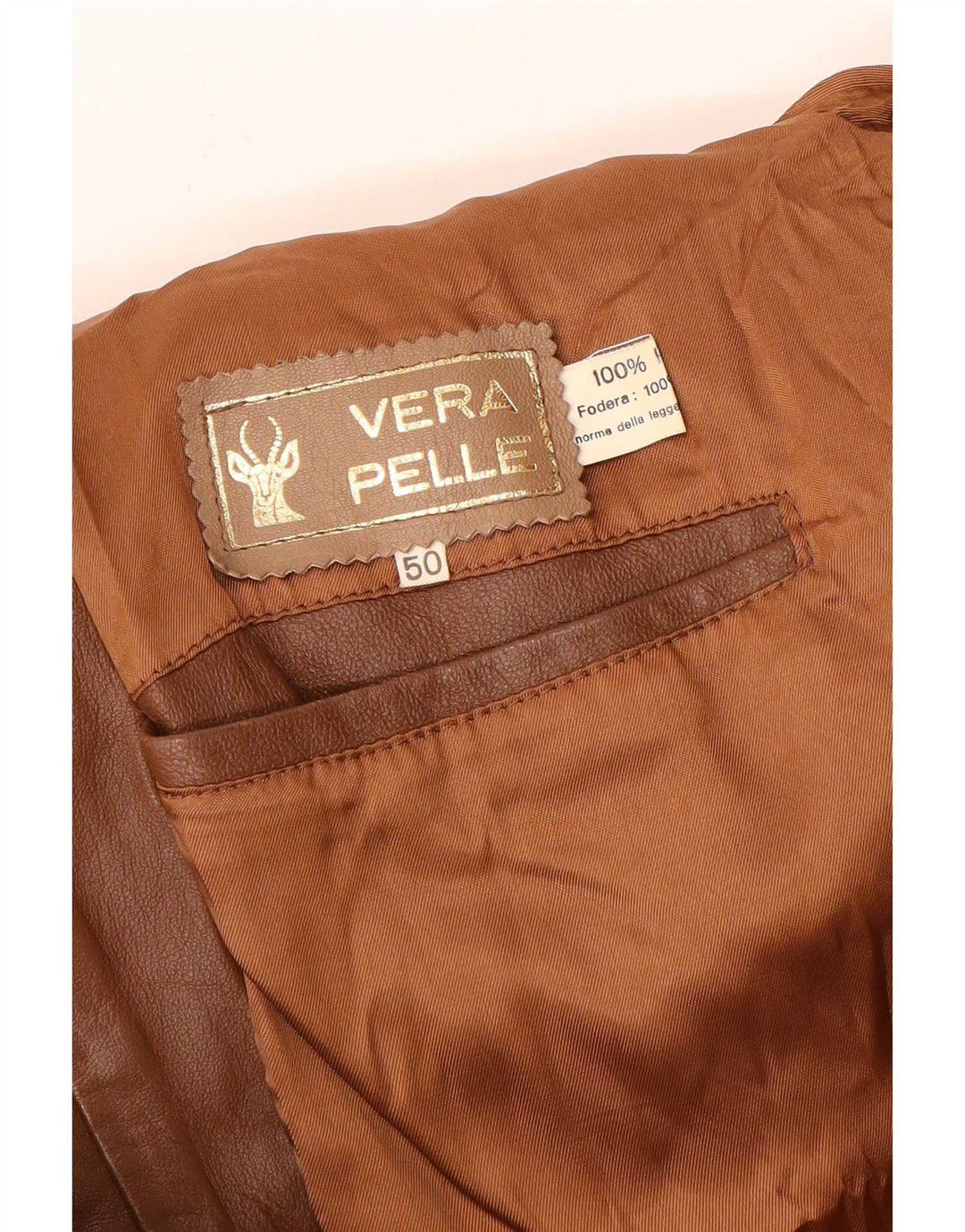 Vintage Mens Leather Jacket IT 50 Large Brown