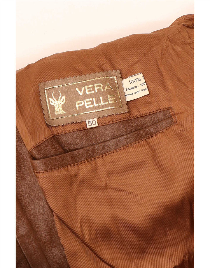 Vintage Mens Leather Jacket IT 50 Large Brown