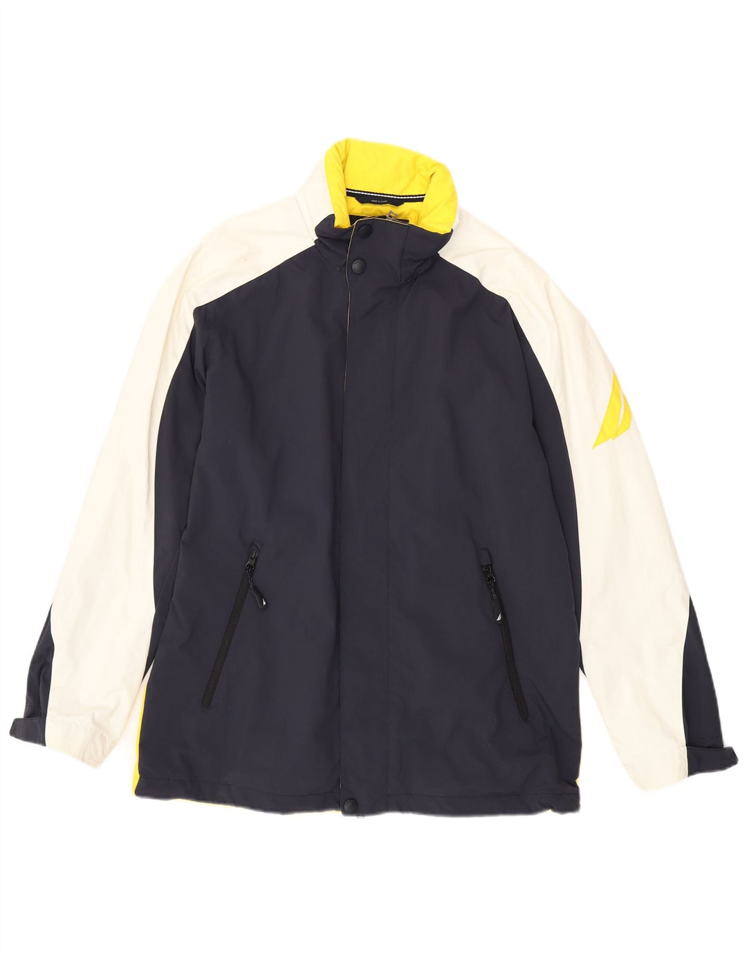NAUTICA Mens Graphic Windbreaker Jacket UK 38 Medium Navy Blue Colourblock