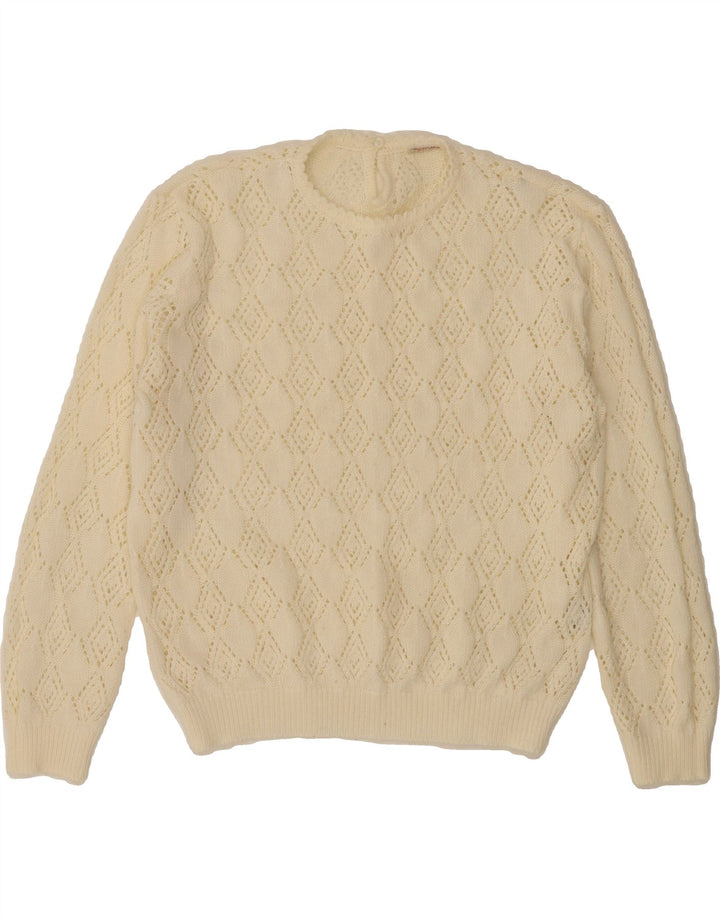 VINTAGE Womens Crew Neck Jumper Sweater IT 42 Medium Off White Synthetic Vintage Vintage and Second-Hand Vintage from Messina Hembry 