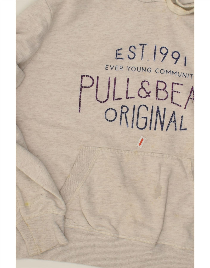 PULL & BEAR Womens Loose Fit Graphic Hoodie Jumper UK 14 Medium Grey | Vintage Pull & Bear | Thrift | Second-Hand Pull & Bear | Used Clothing | Messina Hembry 