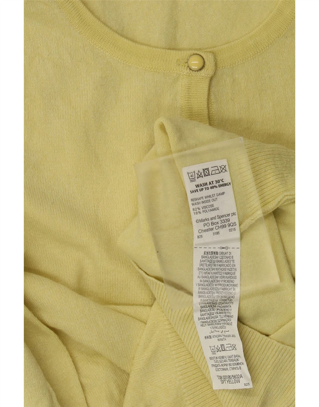 Marks & Spencer Womens Cardigan Sweater UK 8 Small  Yellow Viscose
