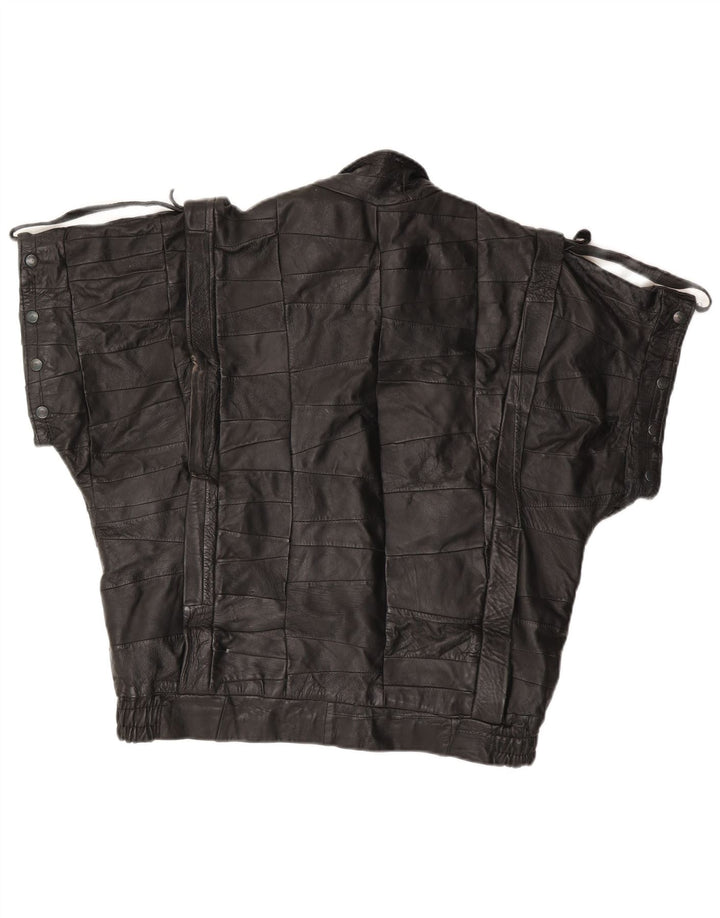 Vintage Mens Short Sleeve Leather Jacket UK 40 Large Black