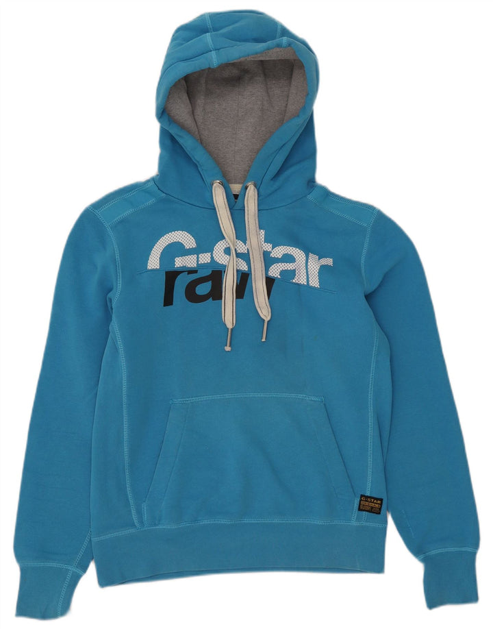 G-Star Mens Graphic Hoodie Jumper Small Blue Cotton