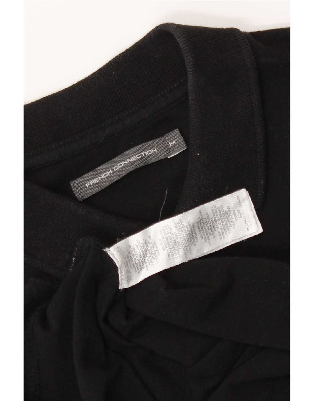 French Connection Mens Long Sleeve Polo Shirt Medium Black Cotton