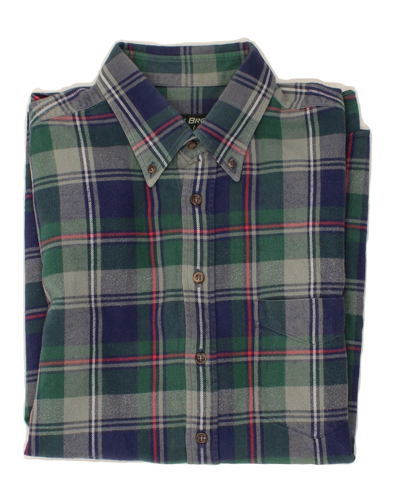 VINTAGE Mens Shirt XL Green Check Vintage Vintage and Second-Hand Vintage from Messina Hembry 